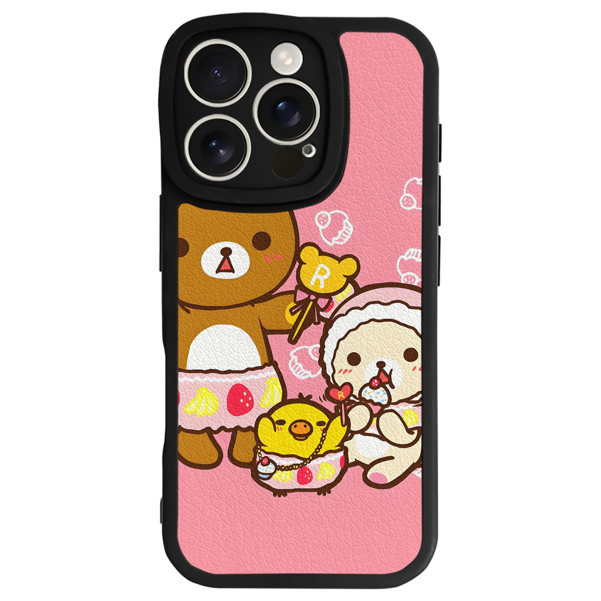 （画像用） リラックマ リラックマ キイロイトリ Rilakkuma Korilakkuma Kiiroitori 【iPhone 16シリーズ対応】シリコンスマホケース（レザー調） 材質：シリコン